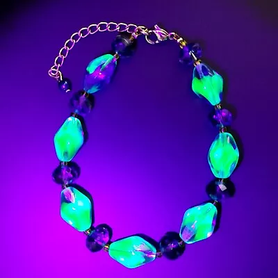 Buy Vaseline Uranium Bracelet Blue Uranum Glass Old Czech Beads Women`s Jewelry • 34.95£