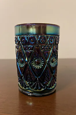 Buy Antique Imperial Diamond & Lace Amethyst Carnival Glass Tumbler Electric Purple • 46.55£