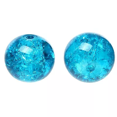Buy 50 Turquoise Blue Glass Crackle Beads 10mm Jewellery Making J04182XE • 3.99£