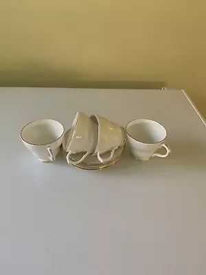 Buy Duchess Bone China Tea Cups/ Saucers White With Gold Trim X 4 • 15£