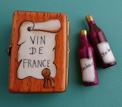 Buy Limoges Trinket Box Vin De France Bordeaux Bottles Grape Hand Painted French • 68£