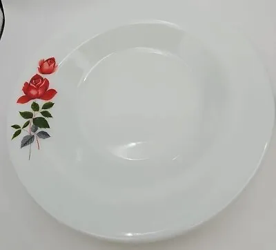 Buy Vintage Pyrex JAJ June Rose Pattern  Red Rose Large Rimmed Pasta Soup Bowl 8½  • 6£