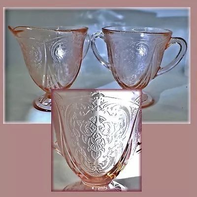Buy 1930s Lace Patterned SUGAR BOWL & MILK / CREAM JUG Depression Glass “ROYAL LACE” • 14.75£