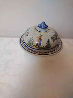 Buy Quimper Brittany 1895-1922 Lidded Cheese Dish • 35£