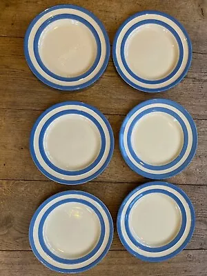 Buy 6 X T G Green Cornishware Blue & White Extra Large Plates 30cm Diameter • 90£