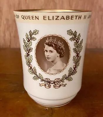 Buy ROYAL DOULTON Bone China Mug BEAKER Commemorative Late QUEEN's CORONATION 1953 • 39£