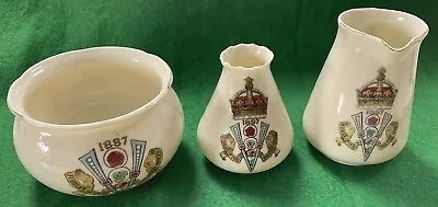 Buy Three Goss - Queen Victoria Golden Jubilee Commemorative Ware Pieces 1837-1887 • 12.50£