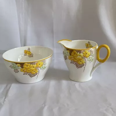 Buy Rare SHELLEY ENGLAND Phlox Creamer & Sugar Bowl VGC  Vintage Yellow/Green/Flower • 24.99£