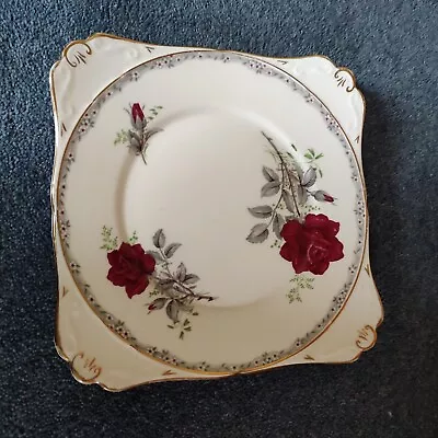 Buy Royal Stafford Roses To Remember  21cms Square Cake Plate - VGC • 12£
