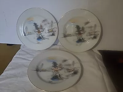 Buy Vintage Kutani Hand Painted Hayasi Fine Bone China Salad Plates X 3 • 16£