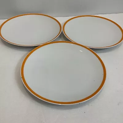 Buy 3 X Thomas China 8” Salad Dessert Plate White With Orange Band • 15£