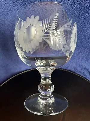 Buy Antique Large French Daisy Friendship Cut Engraved Crystal Wedding Glass 4  Wide • 14.95£