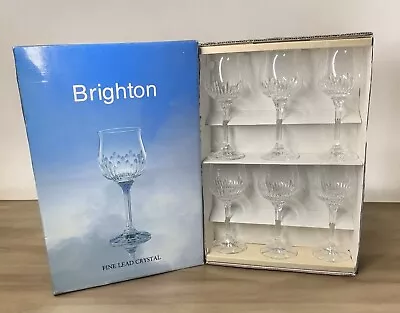 Buy Vintage Bohemia Crystal Brighton Wine Glasses 8oz Fine Lead Crystal Set Of 6 #17 • 39.14£
