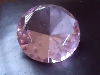 Buy Large Pink Glass  Ring Stone Design Paperweight • 4£
