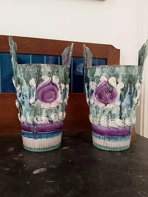 Buy A Pair Of MCM Italian Ceramic Florist Vases Nuovo Rinascimento 30cm Tall  • 39£