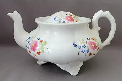 Buy Antique Chameleon Factory Painted Flowers Pattern 646 Teapot C1835 • 10£