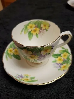 Buy Duchess Bone China Footed Teacup & Saucer. Yellow Floral Pattern - England • 11.18£