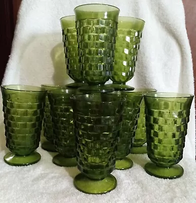 Buy  Vtg Indiana Whitehall Colony Cubist Footed Iced Tea Avocado Green Glass 12oz • 9.32£