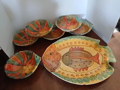 Buy Italica Ars Hand Painted Set Of 6 Salad,  Pasta, Chip -n-DIP Bowls Made In Italy • 37.28£