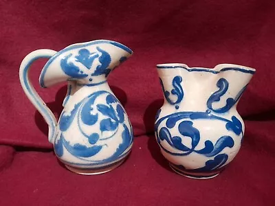 Buy Vintage Cornish Devon Ware Hand Painted Jug & Pinch Vase Sandringham Hart Moist • 18£