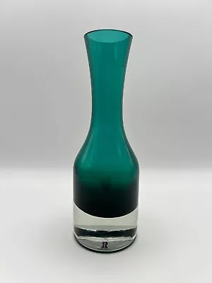Buy RIIHIMAEN RIIHIMAKI LASI OY Suomi Vase 1380 Deep Teal Green Clear Sticker 9.5” • 55.87£