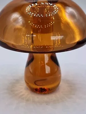 Buy Wedgwood Art Glass Mushroom Amber Glass Paperweight 11cms • 12£
