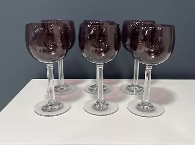 Buy Vintage Amethyst Glass Stem Glassware Snifter Port Wine Glasses Lot Of 6 • 46.59£