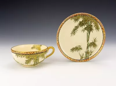 Buy Antique Japanese Satsuma Pottery - Gilt & Bamboo Decorated Cup & Saucer • 9.99£