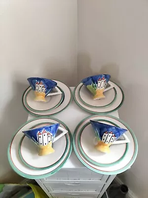 Buy Past Times Clarice Cliff  Design Art Deco -4 Cups, Saucers And Side Plates. • 35£