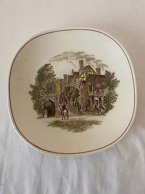 Buy J & G Meakin Vintage China Square Dish, Romantic England, Warwick West Gate 1571 • 4£