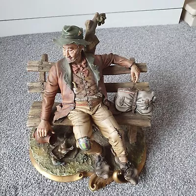 Buy Capodimonte Figure Of Tramp Sitting On Bench By Volta - Ex Condition • 0.99£