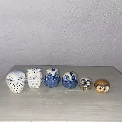 Buy Bundle Of 6 Ceramic Miniature Owl Figurines 5cm Height • 6.99£