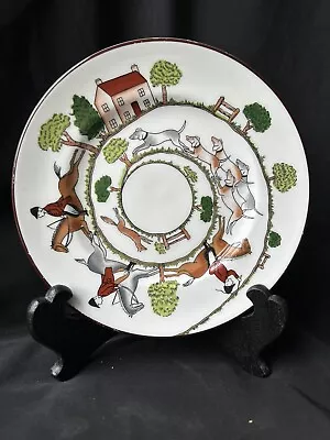 Buy Crown Staffordshire Hunting Scene Horse Plate Saucer Dish Bone China Porcelain • 25£