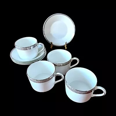 Buy Vera Wang Wedgwood Vera Lace Platinum Bone China Cup & Saucer Sets - 4 Available • 37.23£