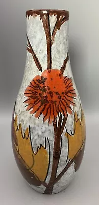 Buy Vintage Mid Century Italian Modernist Art Hand Painted Vase Floral Leave Design • 16.99£