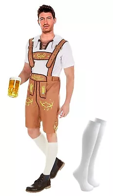 Buy Mens Oktoberfest Costume Adult Bavarian Lederhosen GermanBeer Fancy Dress Outfit • 17.98£