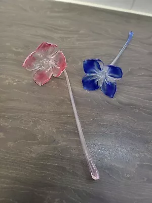 Buy Vintage Glass Flower Ornaments Vintage Set ×2 Hand Made H19cm • 37.50£