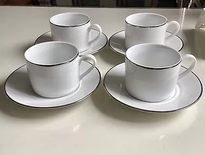 Buy Royal Worcester Classic Platinum Porcelain Tea Cups & Saucers X 4, 1st Quality • 22£