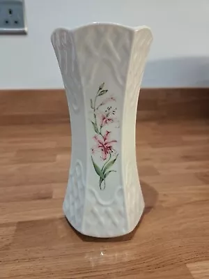 Buy Vintage Belleek Irish Pottery Bud Vase Country Trellis Pink Tiger Lillies 7  • 16.50£