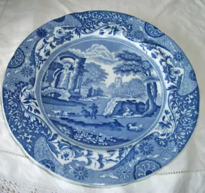 Buy SPODE ITALIAN BLUE AND WHITE PLATE 23 Cms Blue Backstamp • 7.99£