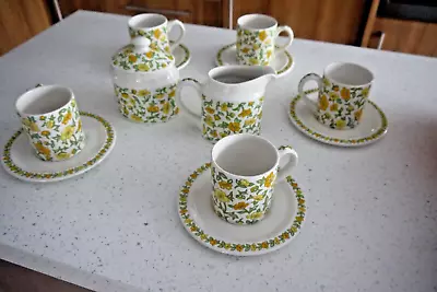 Buy Vintage 70s Taunton Vale Buttercup Pottery Tea Set Sugar Milk Jug Cups & Saucers • 19.99£