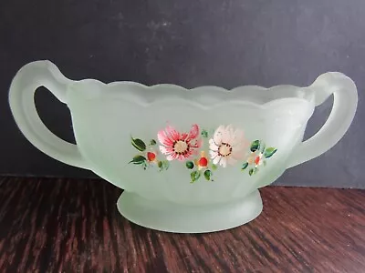 Buy ART DECO 1930s BAGLEY EVESHAM GREEN FROSTED HAND PAINTED GLASS POSY VASE / BOWL • 2.99£