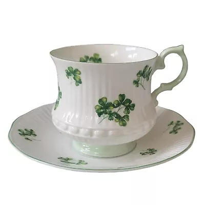 Buy VINTAGE Queen's Rosina Fine Bone China 3 Leaf Clover Shamrock Tea Cup & Saucer • 20.53£