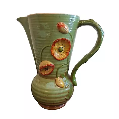 Buy Antique Poppy 370 Jug 9 Inches Tall. Green Background. Stoneware? Lovely Vintage • 12£