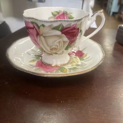 Buy QUEEN ANNE Tea Cup And Saucer Lady Sylvia 3 Pink Rose Teacup Flared 1940s • 18.66£