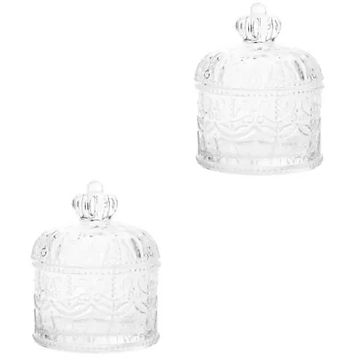 Buy  2 Pcs Candy Jars With Lids Clear Container Crystals Jewelry Box • 21.49£