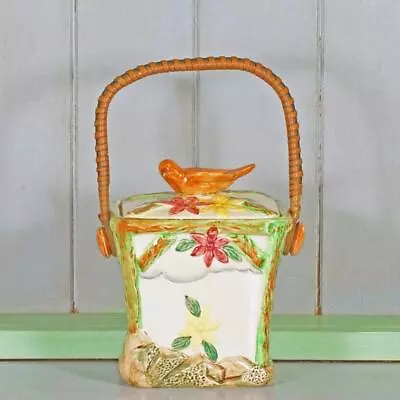 Buy WADE HEATH BISCUIT BARREL Hand Painted Garden Bird Art Deco Wadeheath Ware Jar • 45£
