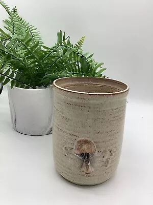 Buy Pretty Retro Studio Pottery Stoneware Utensil Pot With Mushroom Design • 10£
