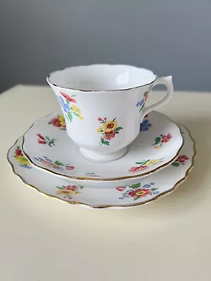 Buy Vintage Royal Vale Bone China Floral Trip Tea Cup, Saucer Cake Plate • 10£