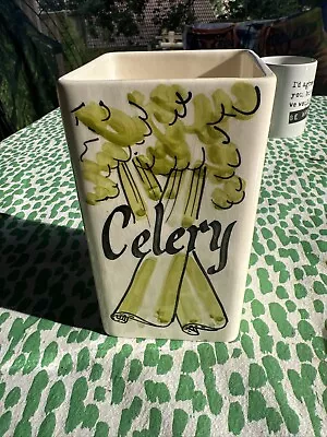 Buy Toni Raymond Pottery Celery Jar Square Pot Container Leafy Mid Century Modern • 3£